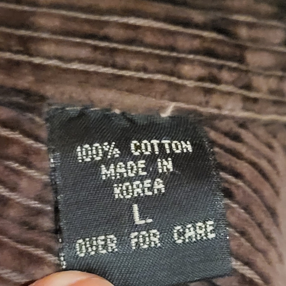 Vintage Y2K Structure Brown 100% Cotton Corduroy Long Sleeve  Shirt Large - Picture 4 of 6